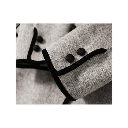 Casual Contrast Color Peter Pan Collar Reversible Woolen Coat